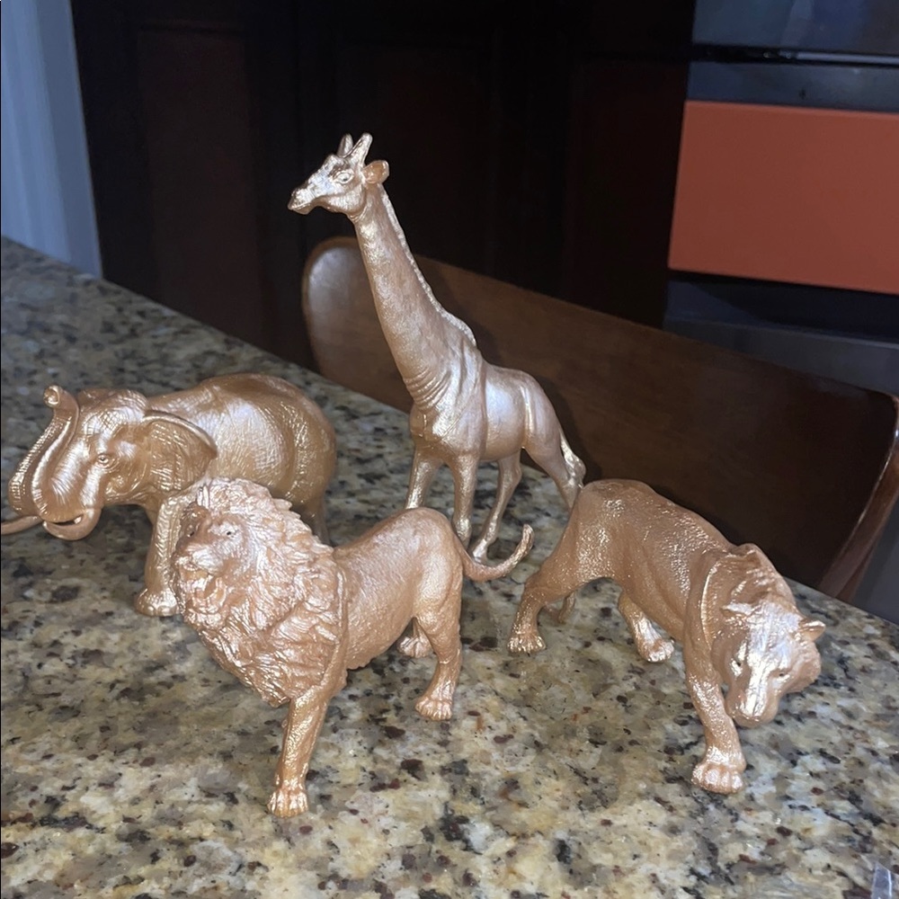 Golden Safari (4) Plastic Animal Figurines Set